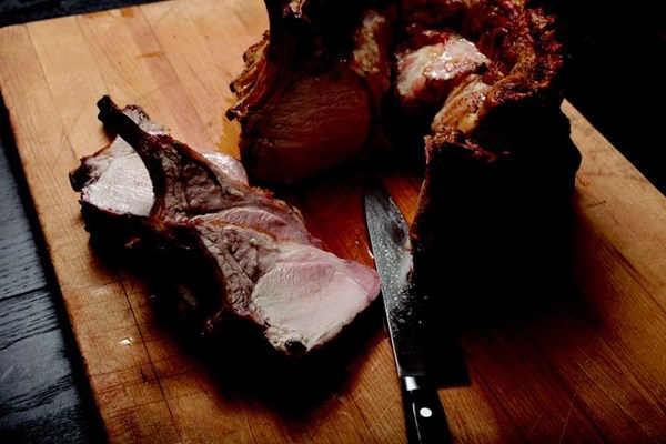 The Food Lab's crown roast of pork with caramelized applesauce