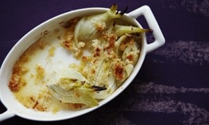 The gratin: fennel baked with butter and parmesan cheese 