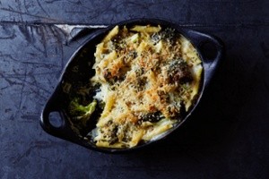 The gratin: roast broccoli and blue‑cheese bake