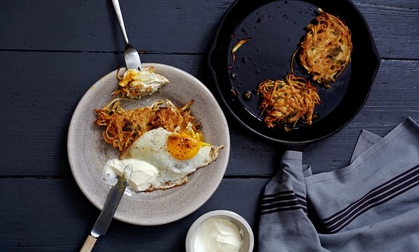 The light lunch: Celeriac latkes with sour cream