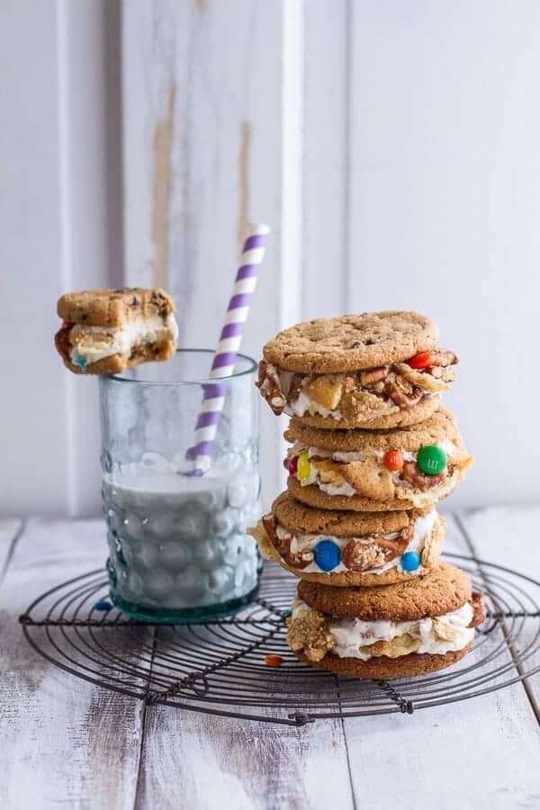 The munchies sweet corn ice cream sandwiches w/peanut butter chip cookies