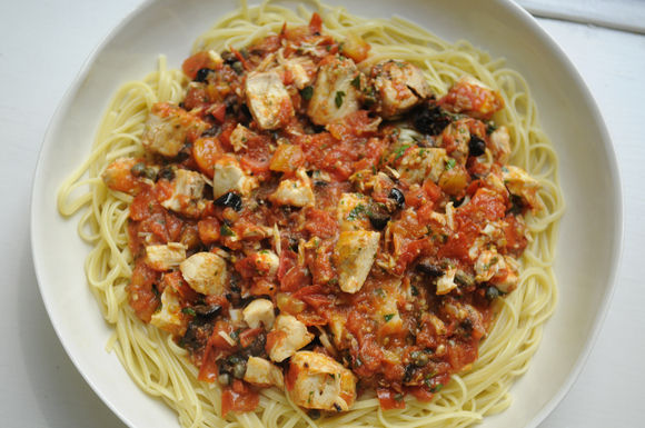 The (not barefoot) Contessa's fish pasta 