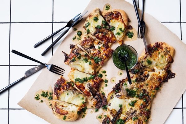 The overnighter: truffle, potato & mushroom pizzas with no-knead dough