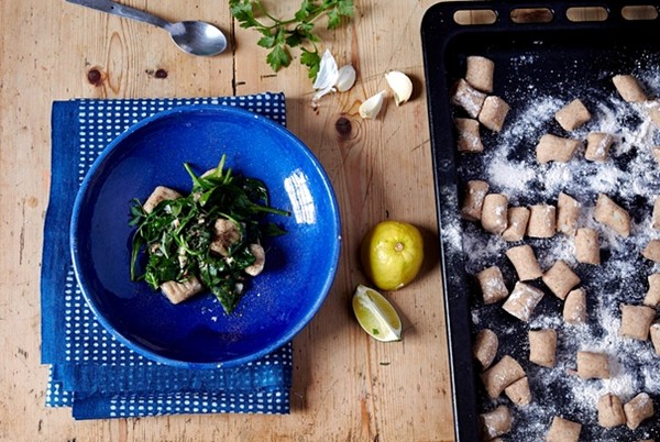 The simple supper: Spelt gnocchi, turnip tops and anchovy