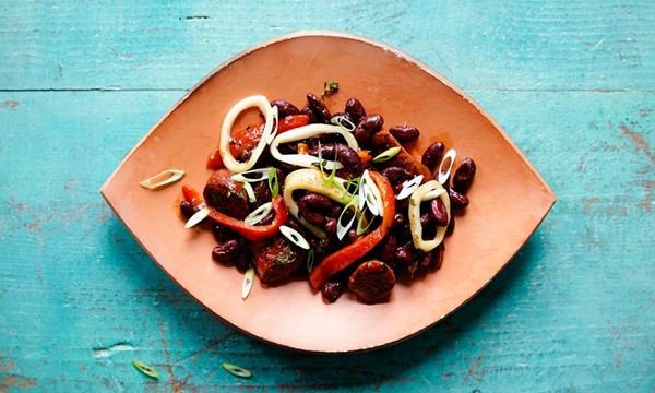 The speedy supper: chorizo, squid and beans 