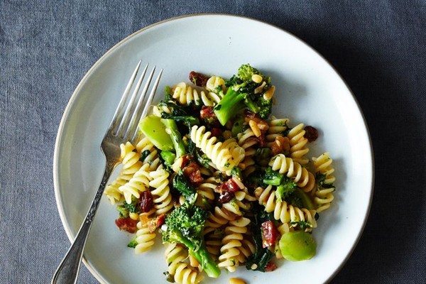 The Splendid Table's pasta with two broccolis and raisin-pine nut sauce