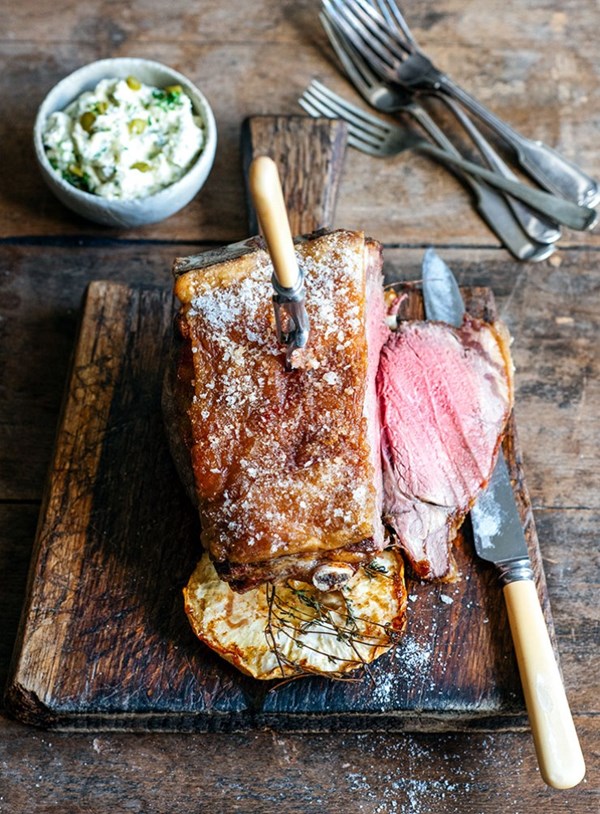 The ultimate beef rib eye with horseradish cream