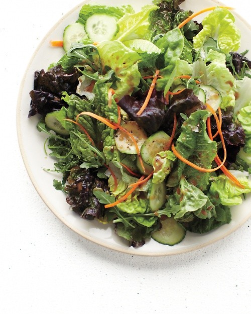 The ultimate salad mix with carrot, cucumber, and balsamic vinaigrette