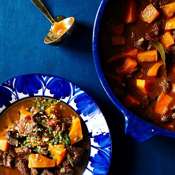 The warming bowlful: beef shin and pumpkin stew with gremolata 
