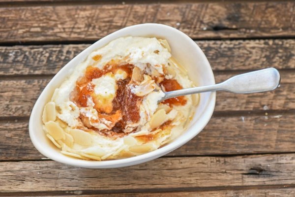The world's easiest apricot & almond cheesecake