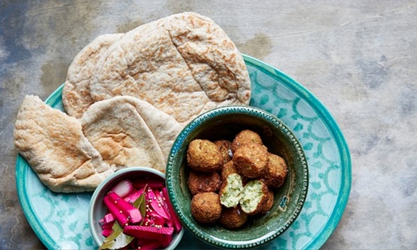 The wrap: Broad bean falafel with pickled turnips