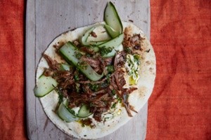 The wrap: crisp lamb breast wrap with cucumber and tahini