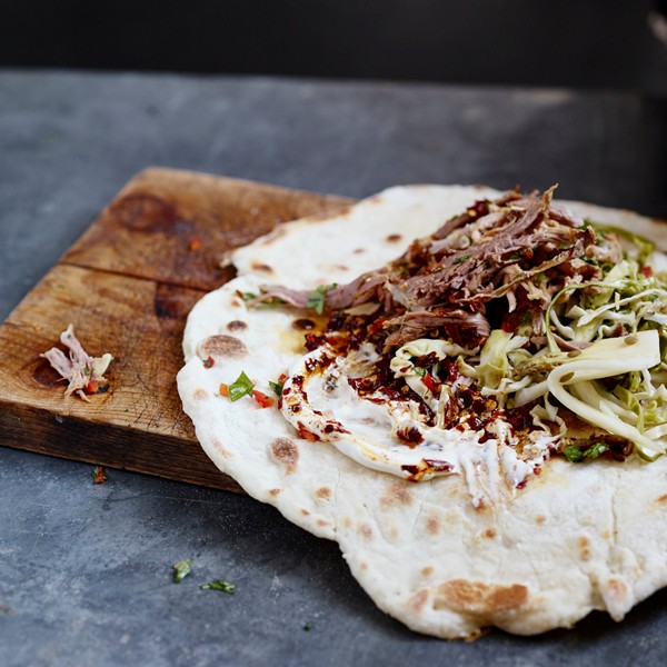 The wrap Pulled lamb shoulder with pickled fennel and cabbage and