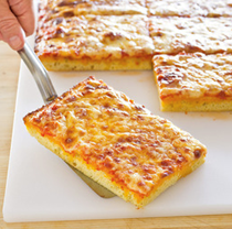 Thick-crust Sicilan-style pizza