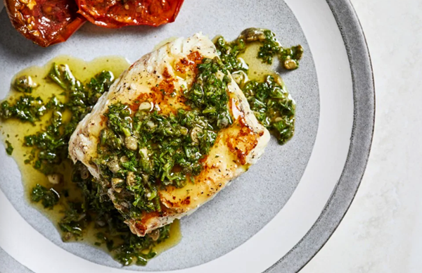 Thick veal chop with lemon zest