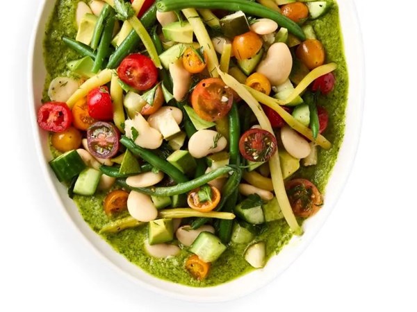 Three-bean salad with pickles