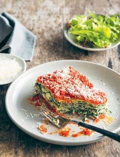Three-cheese and silverbeet lasagne