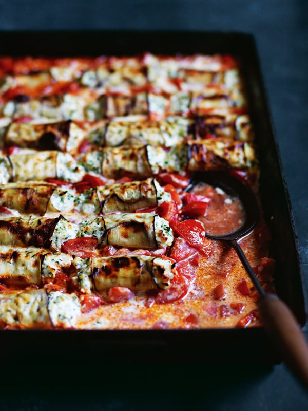 Three-cheese eggplant involtini