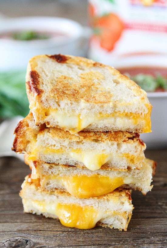 Three cheese grilled cheese 