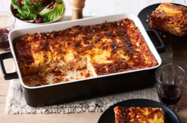 Three-cheese mushroom and lentil lasagne