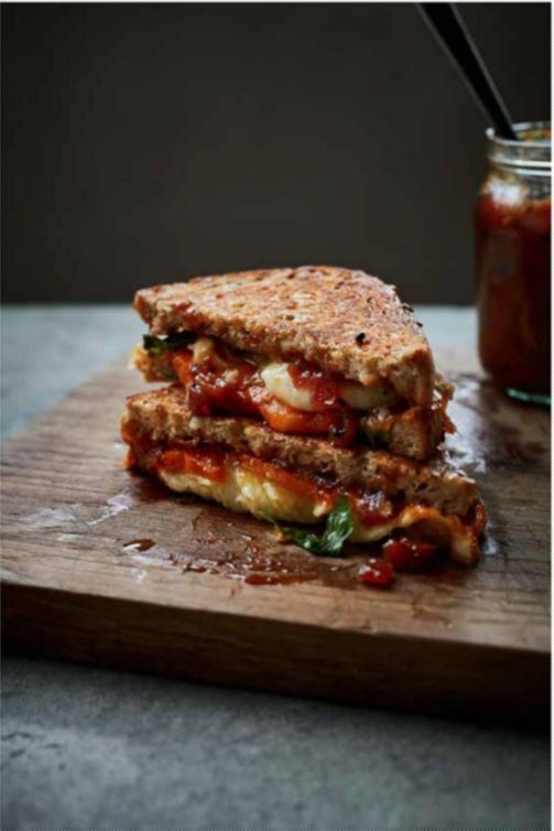 Three cheese, rocket and green tomato chutney melt