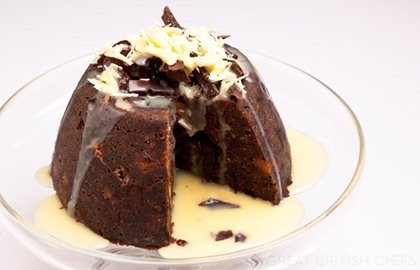 Three-chocolates Christmas pudding
