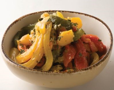 Three-colored pickled peppers (Rajas tres colores)