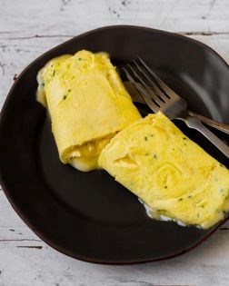 Three-egg omelet with triple-cream cheese