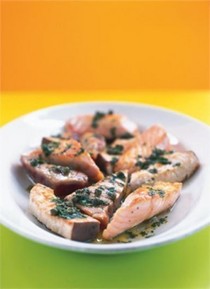 Three fishes with three-herb salsa