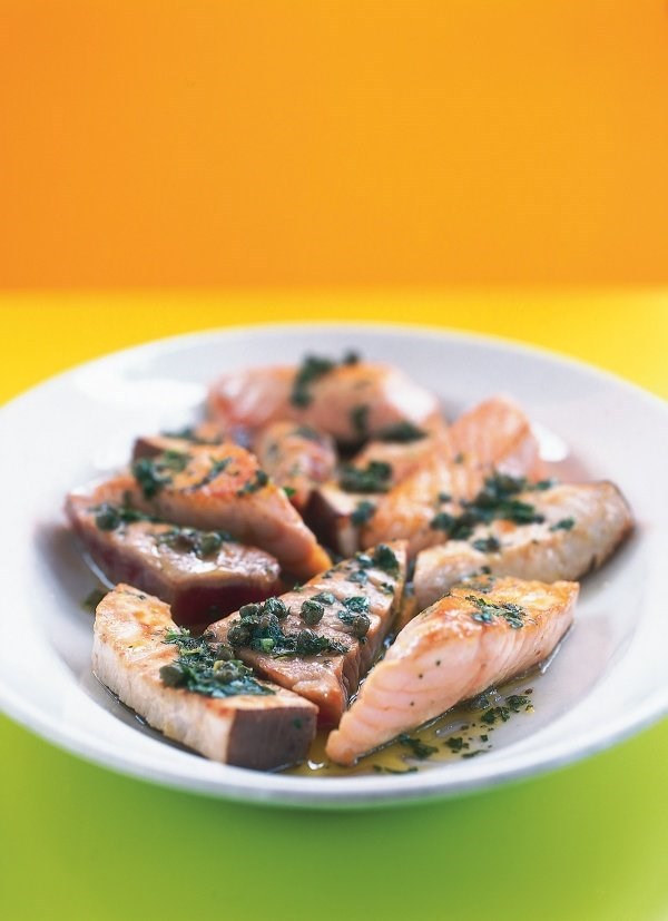 Three fishes with three herb salsa