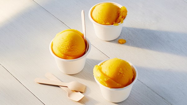 Three-ingredient mango sorbet