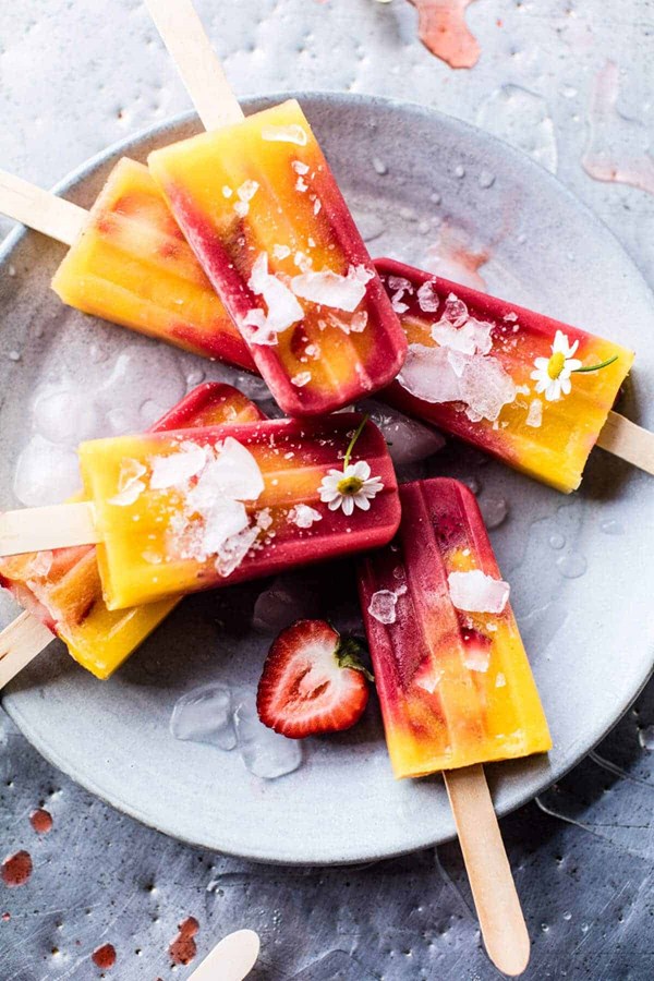 Three ingredient strawberry mango popsicles