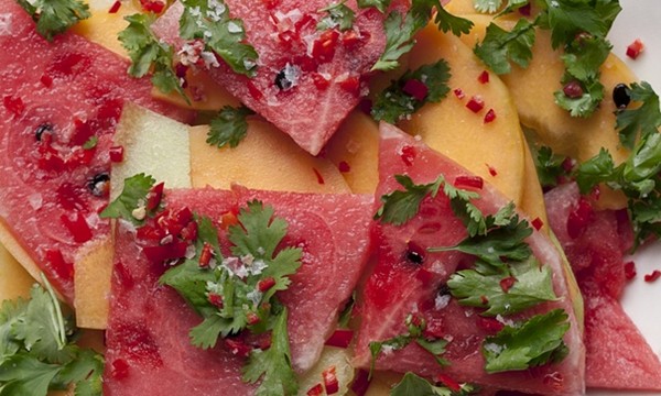 Three-melon salad with chilli and salt