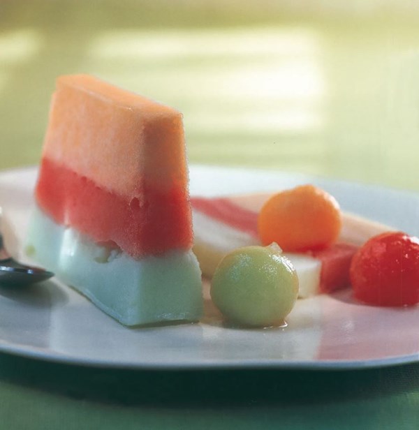 Three-melon sorbet bombe
