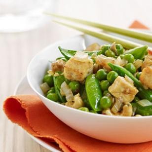Three-pea, cashew & tofu stir-fry
