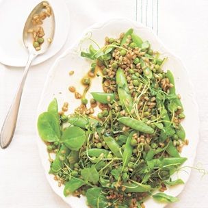 Three peas with barley, chile and green garlic