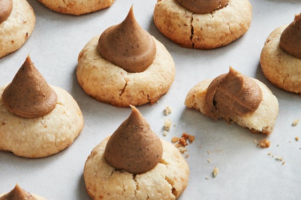 Thumbprint cookies with white chocolate-espresso ganache