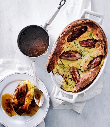 Thyme and mustard toad in the hole