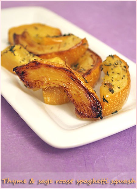 Thyme and sage roasted spaghetti squash