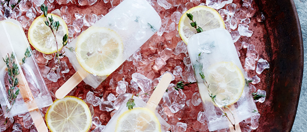 Thyme, elderflower & lemon ice lollies