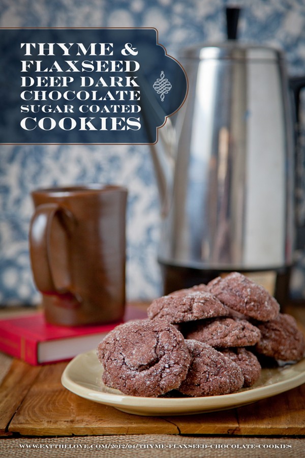 Thyme flaxseed rice crispies dark chocolate cookies 
