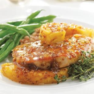 Thyme, pork chop & pineapple skillet supper