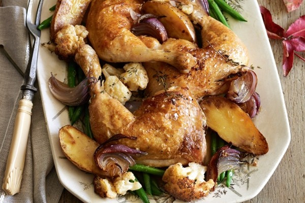 Thyme roasted chicken and cauliflower