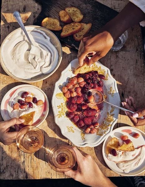 Thyme-roasted grapes with whipped ricotta