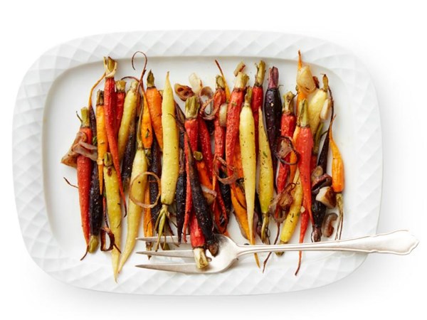 Thyme-roasted rainbow carrots 