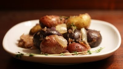 Thyme smashed potatoes