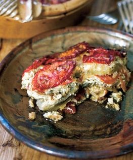 Tian of eggplant, tomato, and fresh cheese