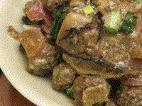 Tibetan meatballs in a yogurt sauce (Shabril)