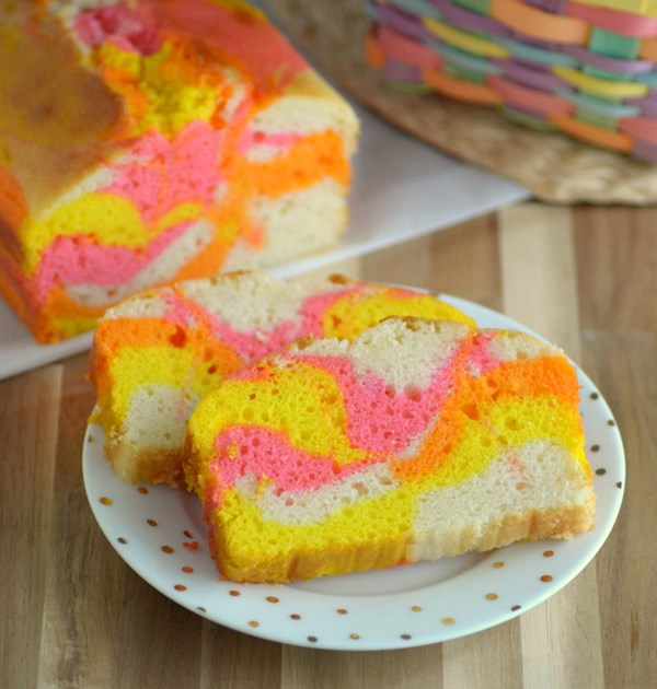 Tie dye Easter loaf cake