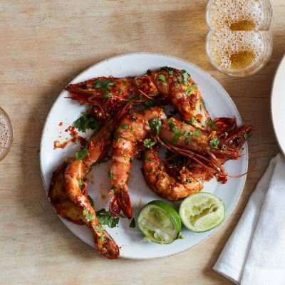 Tiger prawns with chilli and garlic sambal